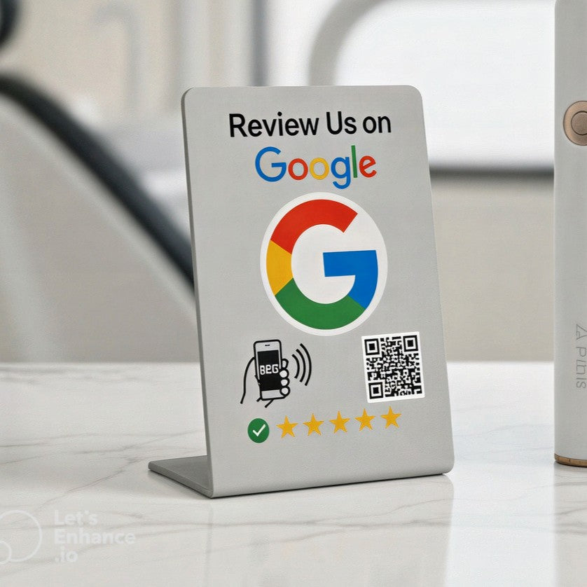 Google Review Stand NFC + QR Tap to Review Sign - Professional Pro Grade Business Signage, NTAG215 Google Review Stands by TAPro