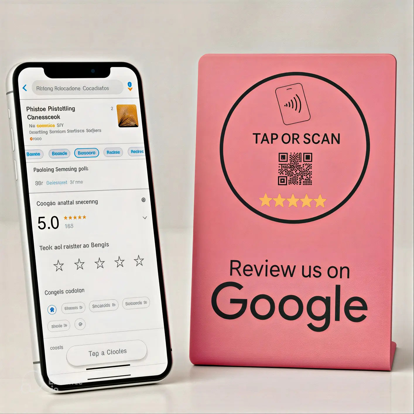 Google Review Stand NFC + QR Tap to Review Sign - Professional Pro Grade Business Signage, NTAG215 Google Review Stands by TAPro