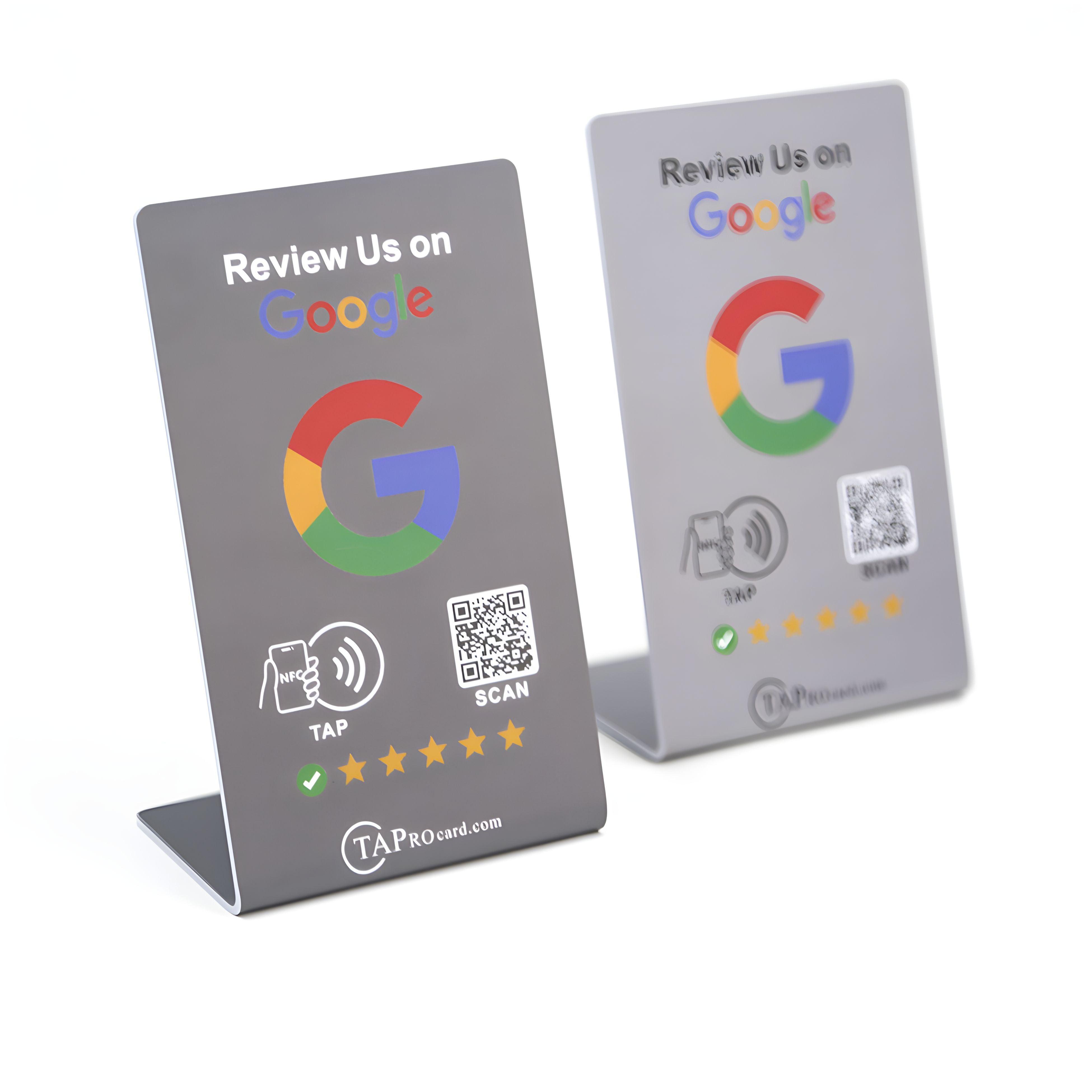3-Pack Google Review Stands – Black, White & Light Grey