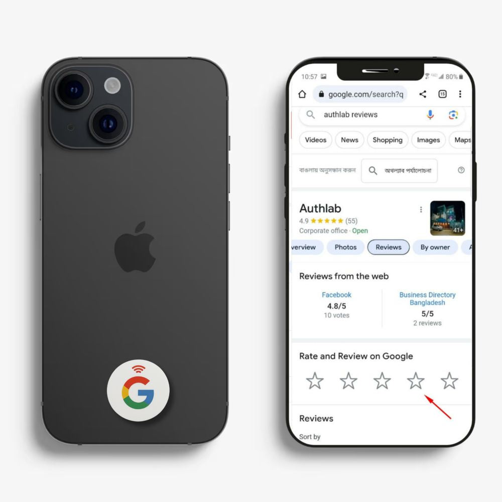 Google Review NFC Sticker Tag – 1.5 Inch Round Decal, 3M Adhesive, Tap to Collect 5-Stars , Boost Local SEO | TAPro