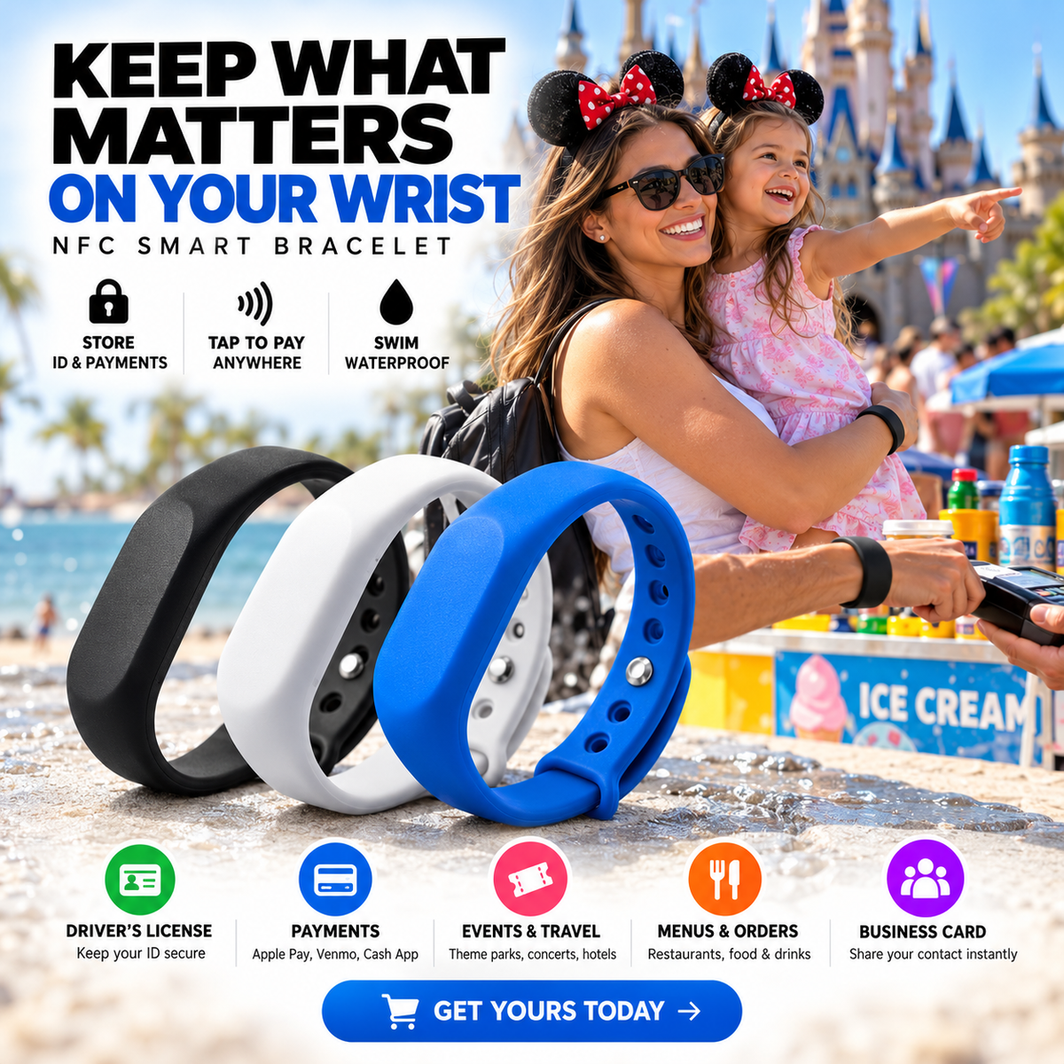 Programmable NFC Bracelet – Smart Wristband for 100+ Uses