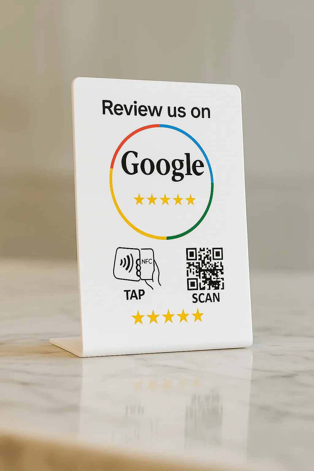 White NFC Google Review Stand 