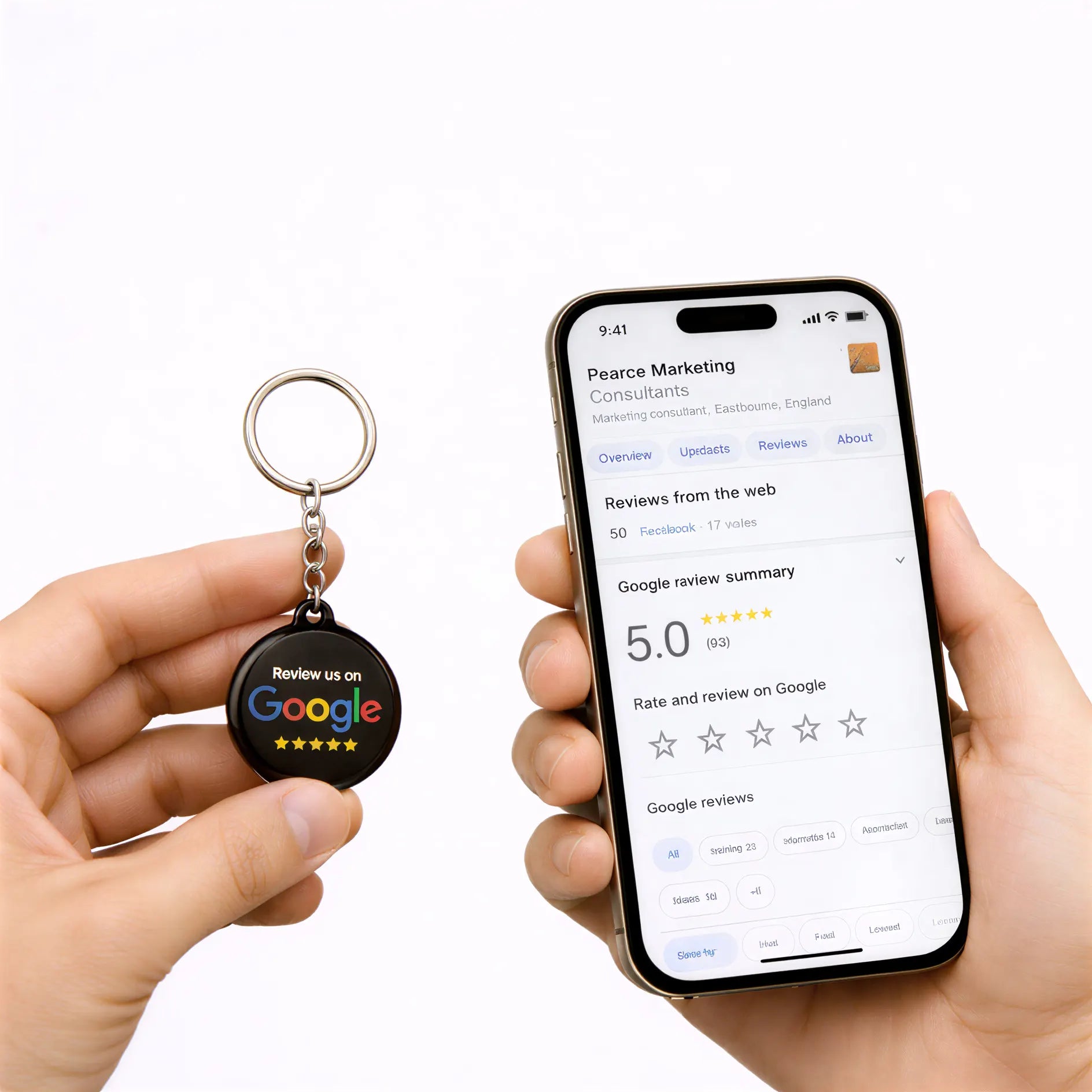 NFC Google Review Keychain – NTAG215 Chip, Acrylic Black | Tap to Collect 5-Star Reviews, Contactless Smart Tag for Small Business Growth | TAPro