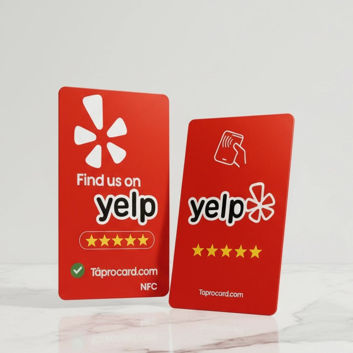 White contactless Yelp review card NFC tap card with QR code for restaurants salons and local businesses 1- Pack Red
