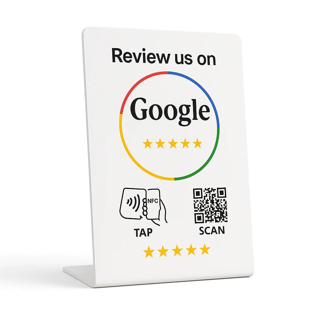 White NFC Google Review Stand 