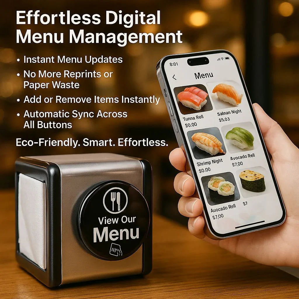 NFC Digital Restaurant Menu – Countertop Tap Sign, NTAG215 Chip, Insta ...