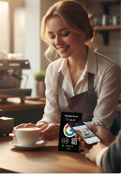 TAPro NFC Google Review Stand - countertop NFC and QR review tool
