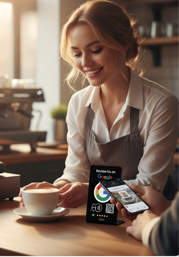 White NFC Google Review Stand by TAPro for instant 5-star reviews and local SEO growth