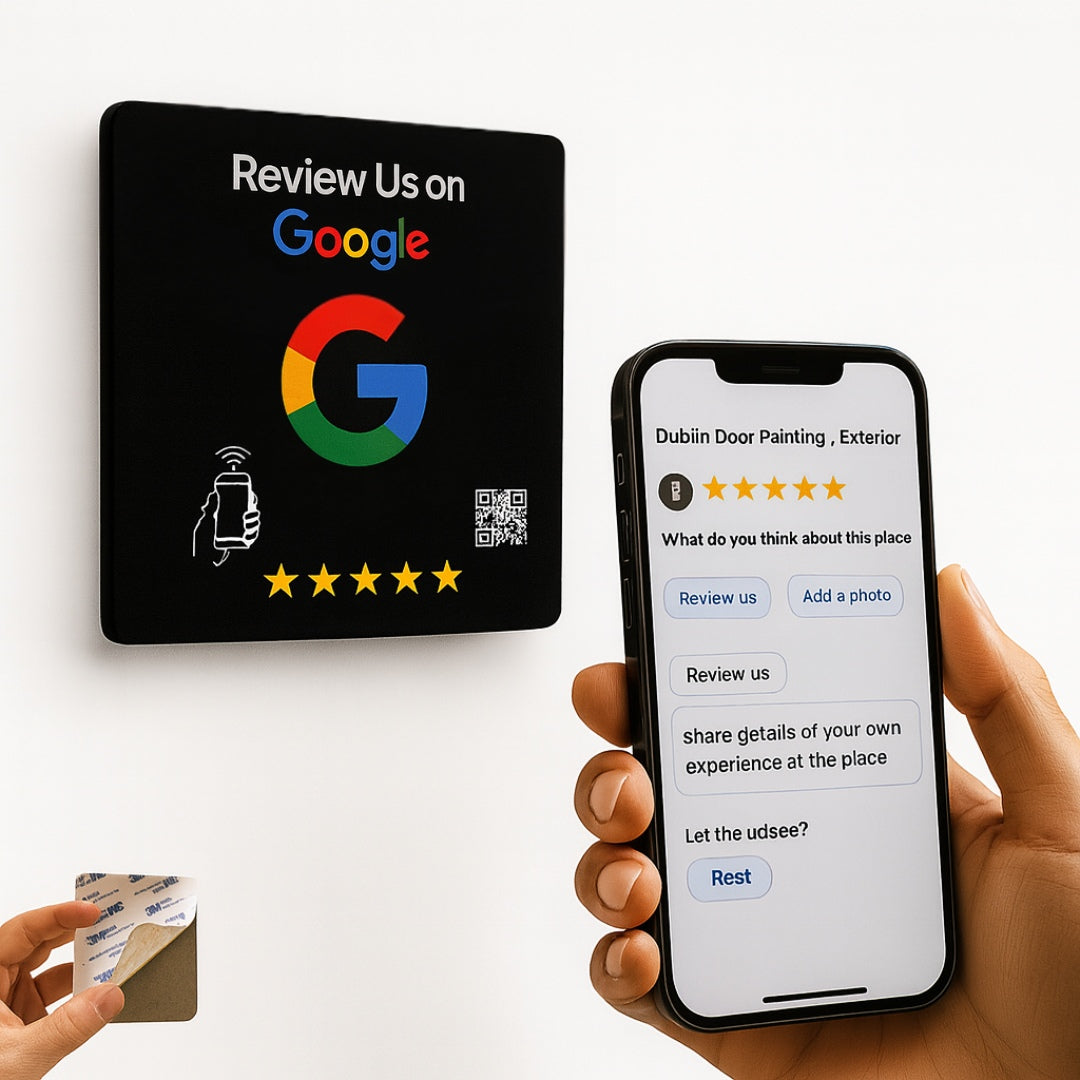 Black Google Review Plaque | NFC & QR Code Tap to Review Sign by TAPro - Image 1