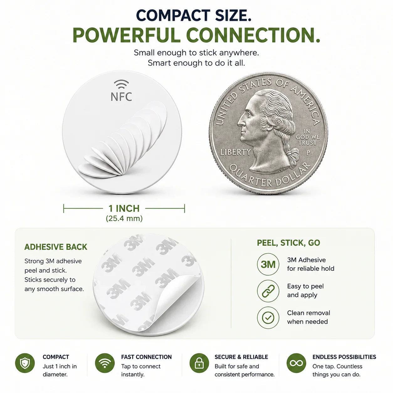 nfc coin tag stickers compatible with iphone android programmable smart tags for automation shortcuts and sharing