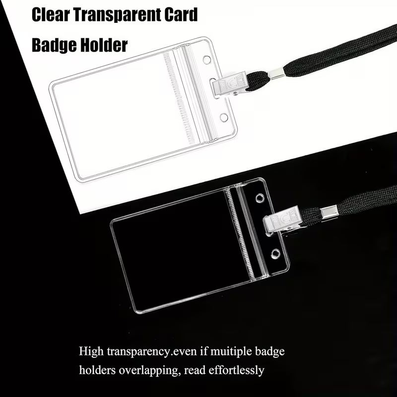 Premium Clear Badge Holders with Adjustable Black Lanyard | Professional ID, Access Card & NFC Card Holder