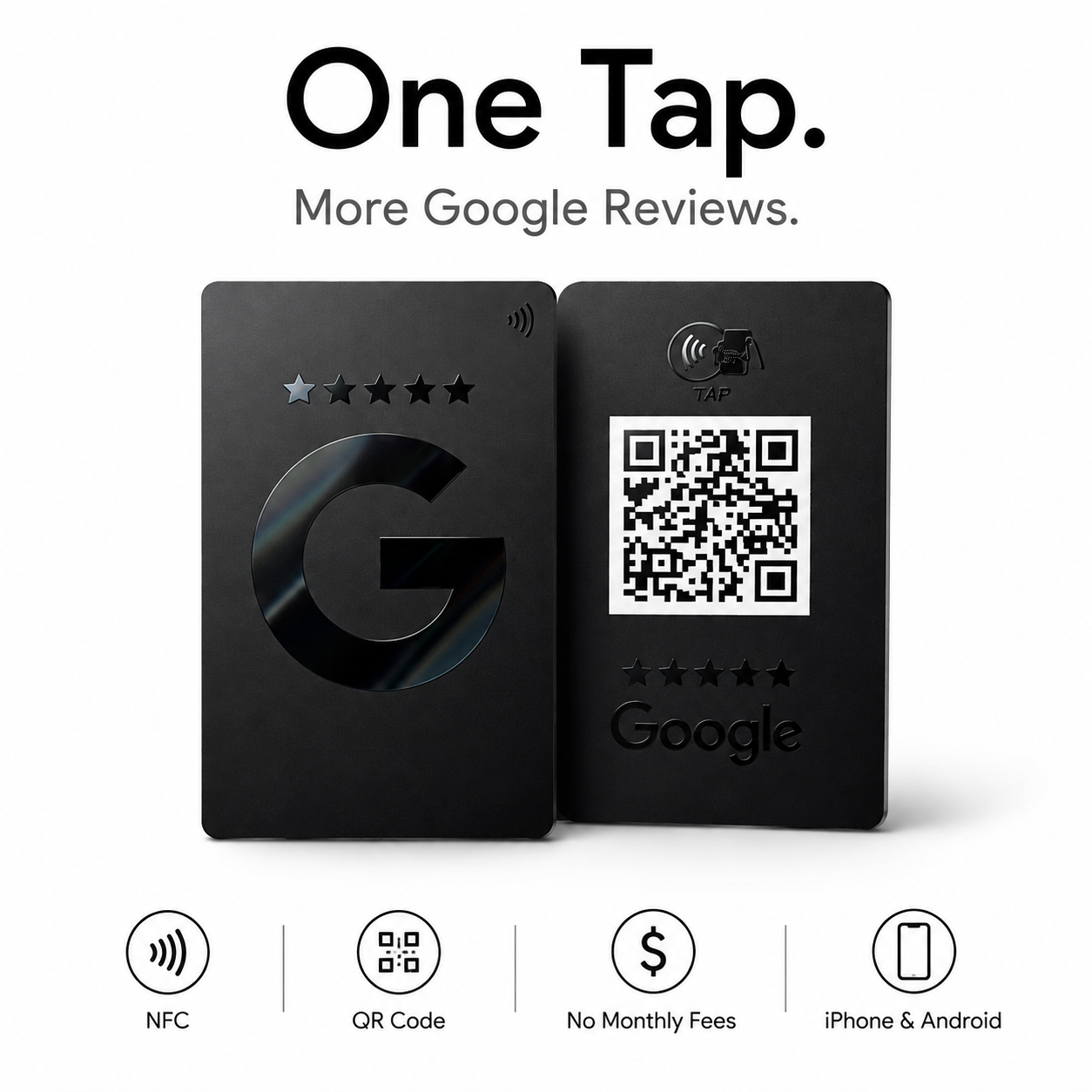 Premium Black NFC & QR Google Review Card | TAPro G-Series™ Onyx