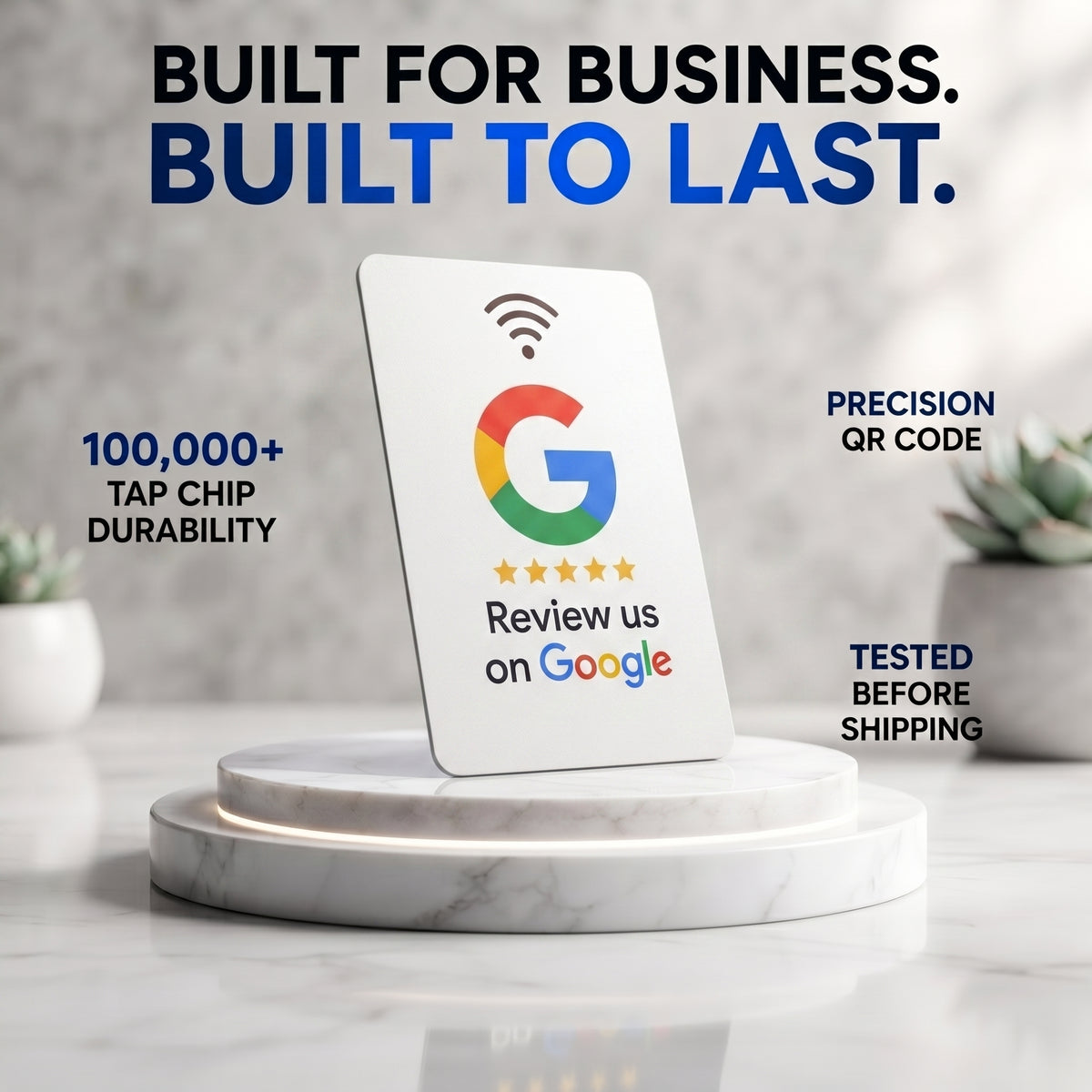 TAPro NFC Google review stand with QR code for business reputation management