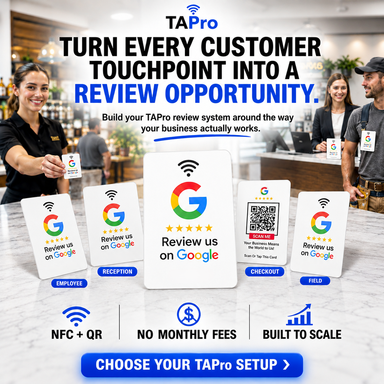 Google Review Tap Card – NFC + QR Code for Business | White