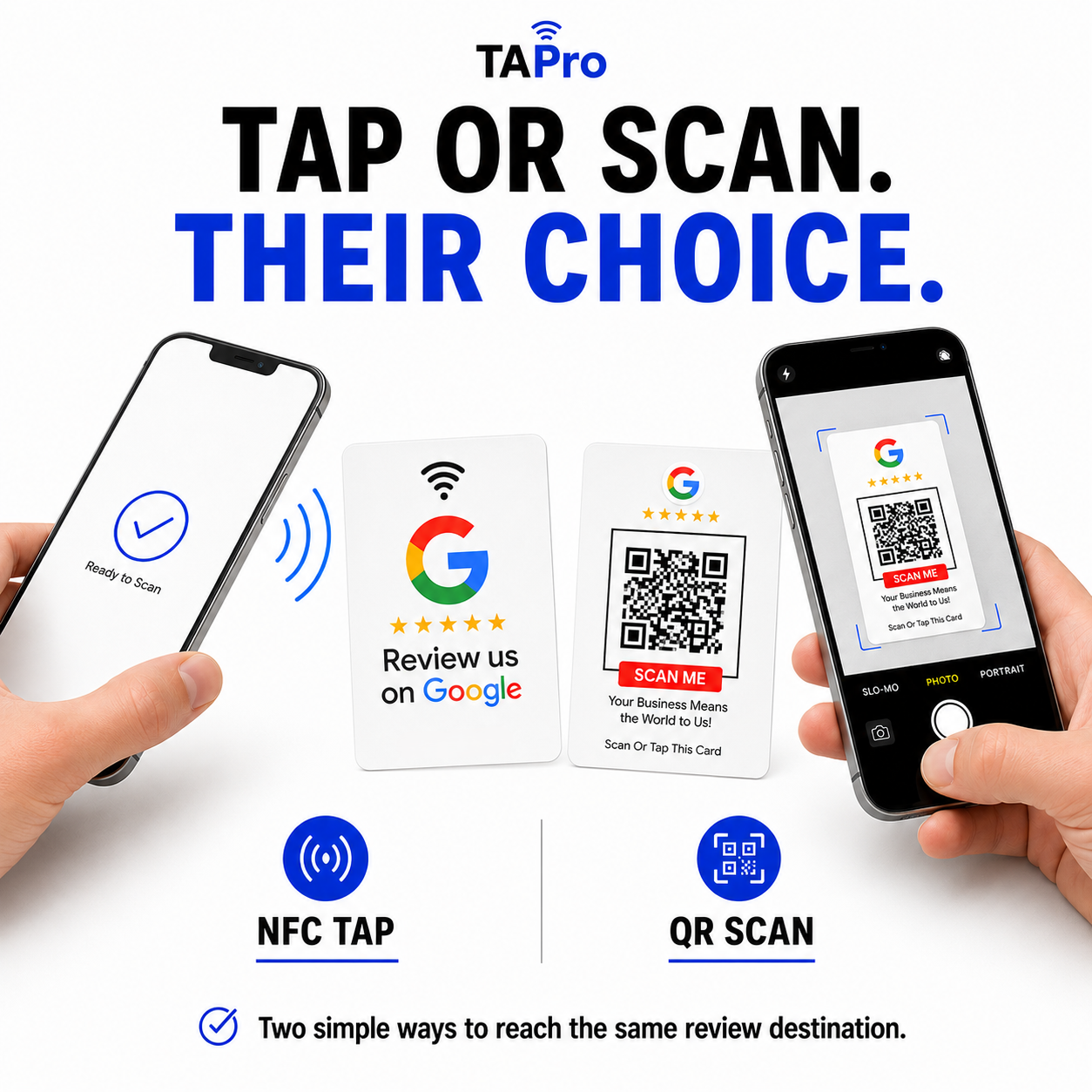 Google Review Tap Card – NFC + QR Code for Business | White