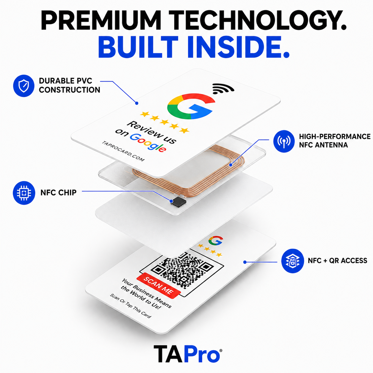 Google Review Tap Card – NFC + QR Code for Business | White