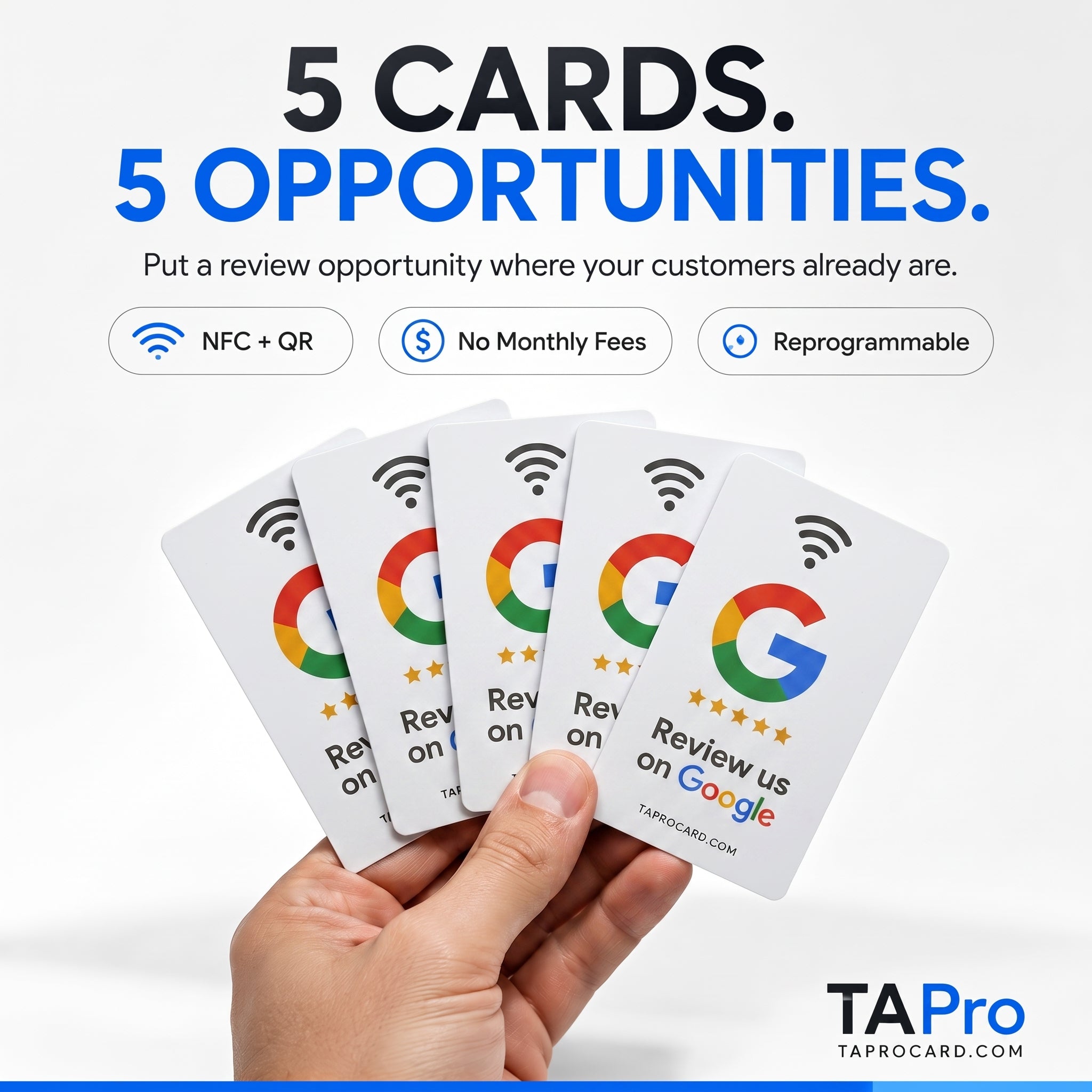 Google Review Tap Card – NFC + QR Code for Business | White