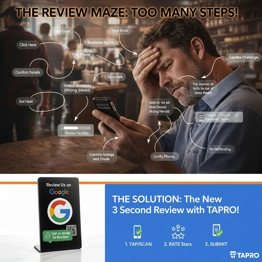 NFC Google Review Stand for Quick 3-Second Customer Feedback with Tap or Scan Technology