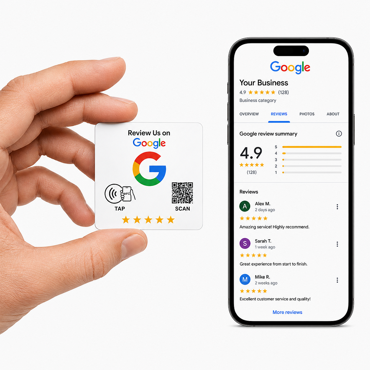 Premium Google Review Sticker 2x2 NFC and QR Code