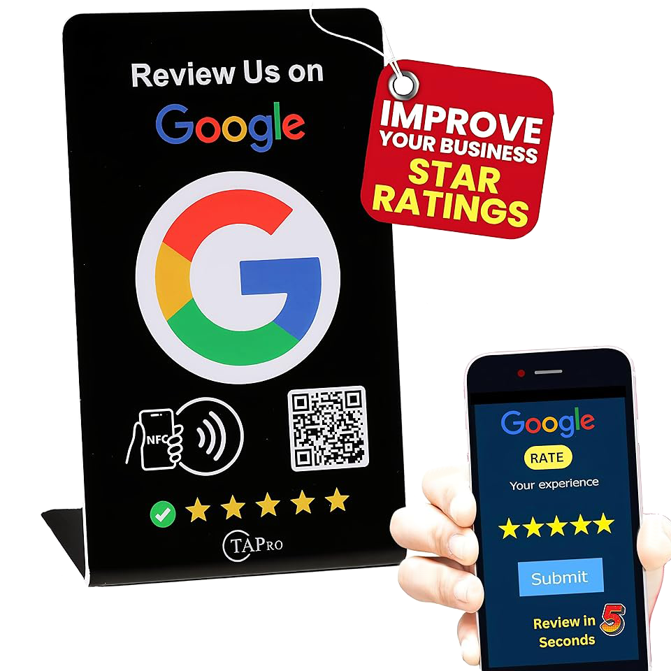 Google-review-stand-black-nfc-qr-code-tapro