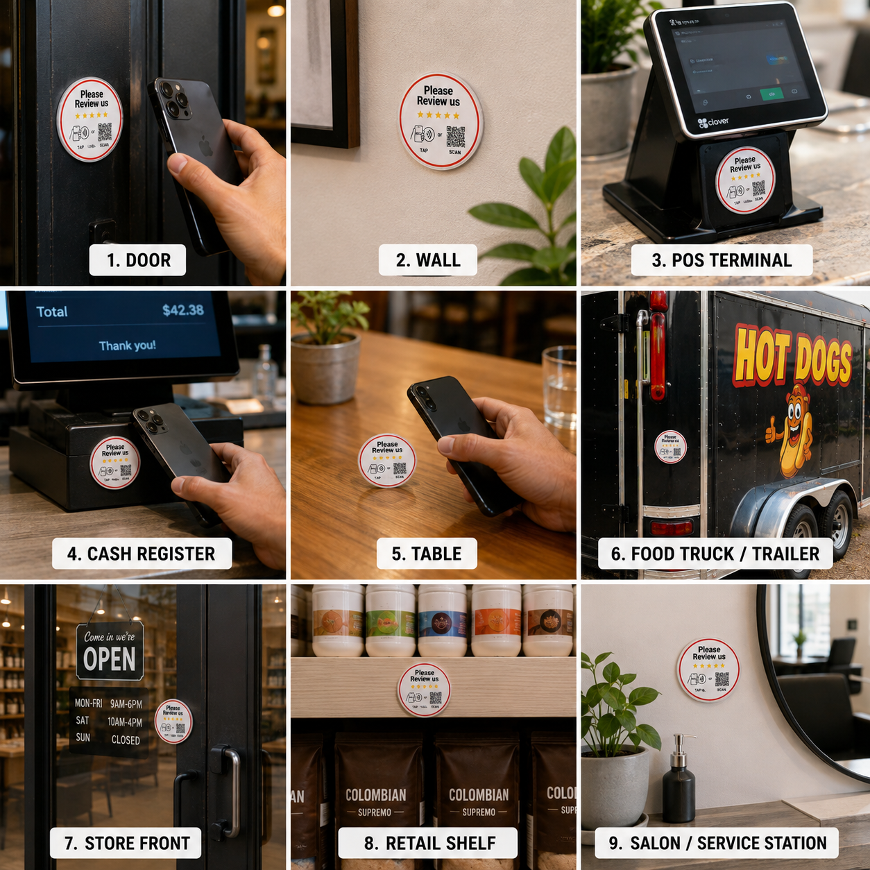 TAPro Google review sticker gives customers two ways to review with NFC tap or QR scan