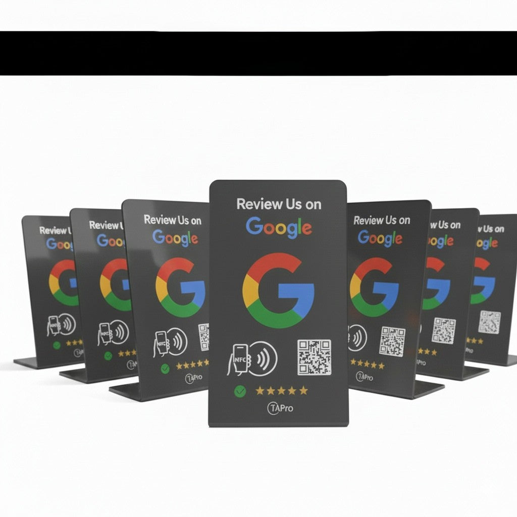 Google Review Stand NFC + QR Tap to Review Sign - Professional Pro Grade Business Signage, NTAG215 Chip, No App Needed, TAPro