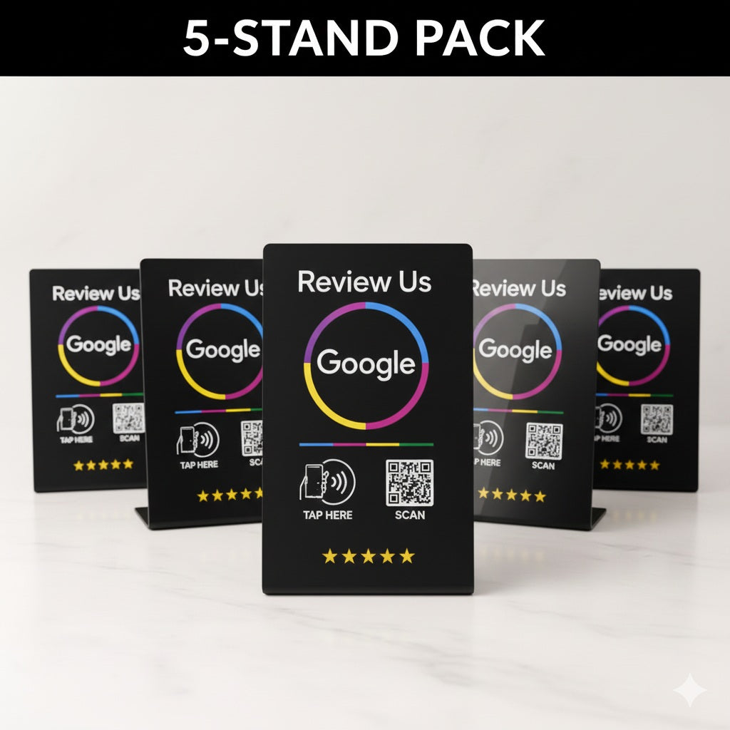 Google Review Stand NFC + QR Tap to Review Sign - Professional Pro Grade Business Signage, NTAG215 Chip, No App Needed, TAPro