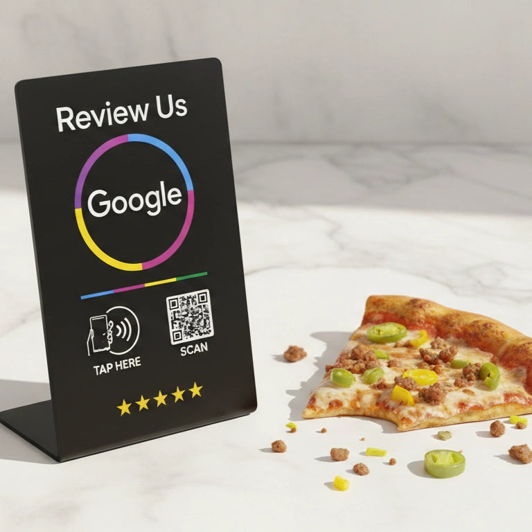Google Review Stand NFC + QR Tap to Review Sign - Professional Pro Grade Business Signage, NTAG215 Google Review Stands by TAPro