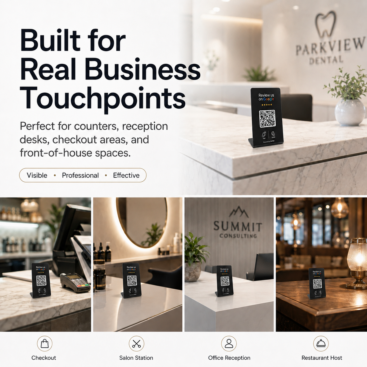 6 NFC Google Review QR Signs (6-Pack) - Tabletop Customer Feedback-TAPro