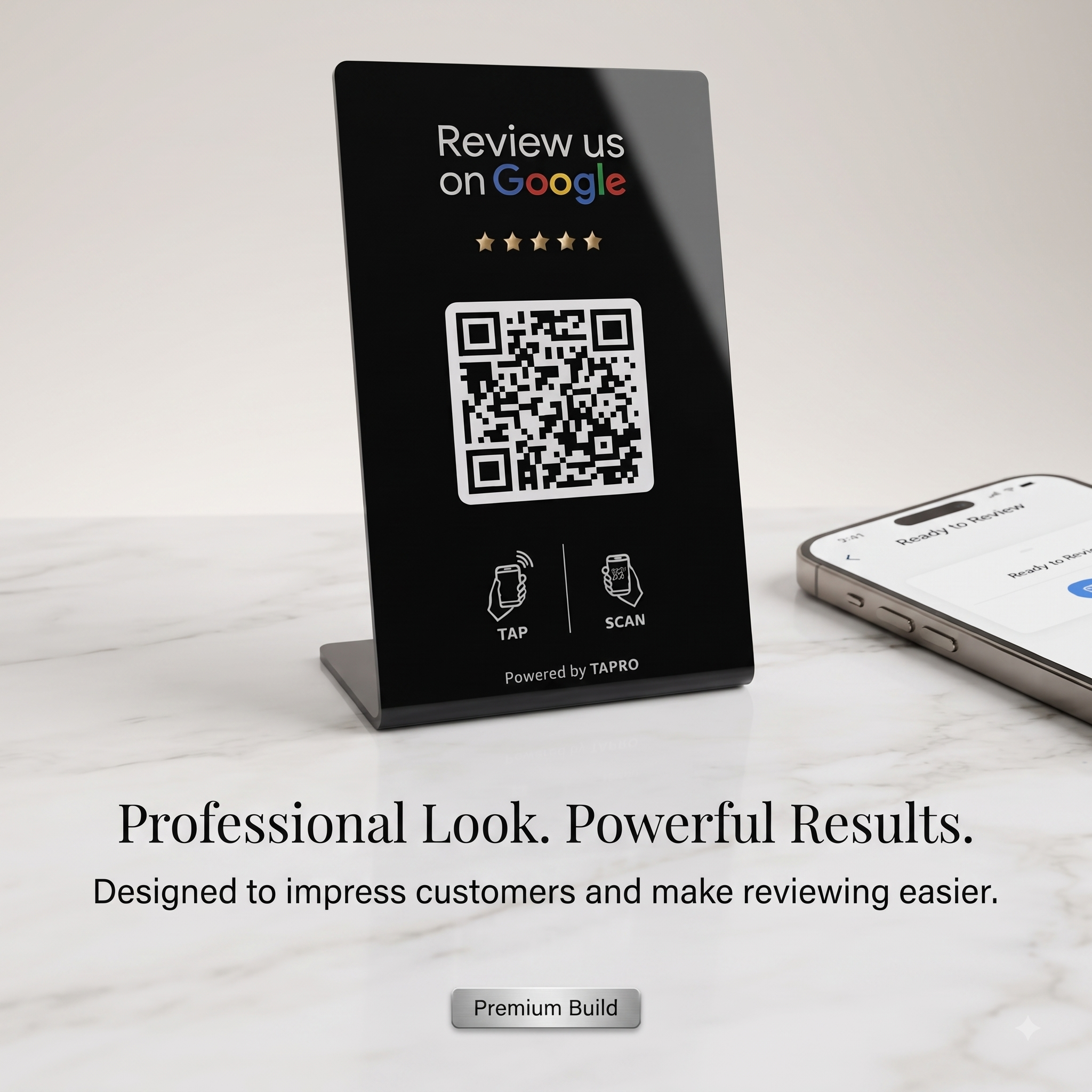 TAPro NFC plus QR Google review stand compared with QR-only and manual review request methods