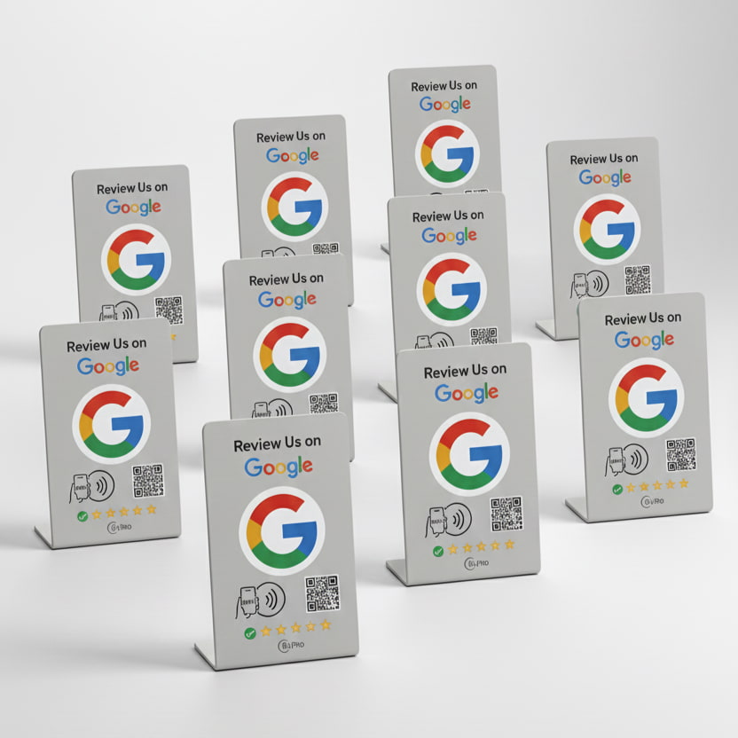 Google Review Stand NFC + QR Tap to Review Sign - Professional Pro Grade Business Signage, NTAG215 Chip, No App Needed, TAPro