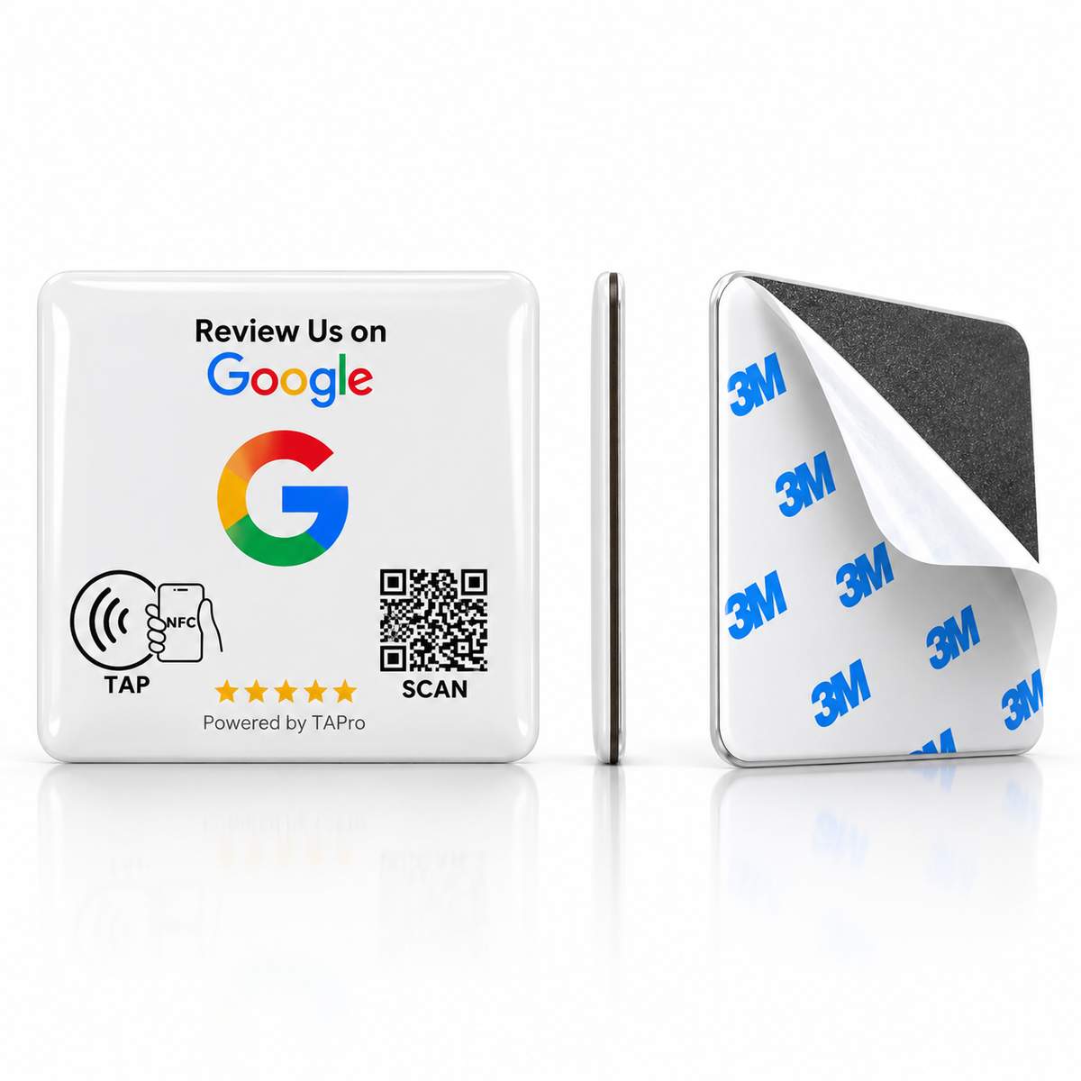 Google Review Plate - NFC Tap + QR Code, Self-Adhesive 3M  4x4