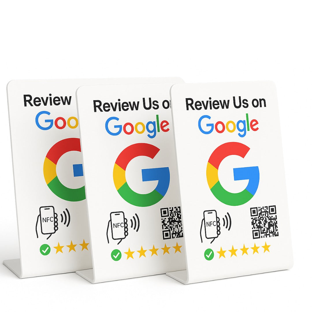 Google Review Stand – NFC & QR Code, NTAG215 Chip, Tap to Collect 5-Star Reviews Instantly, Countertop Display | TAPro - Imag