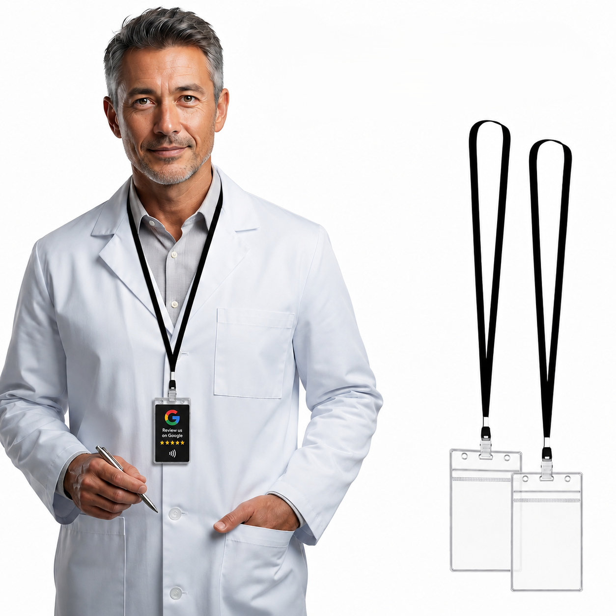 Wearable NFC Review Kit Lanyard| Includes Google Review Cards, Premium Badge Holders & Adjustable Lanyards