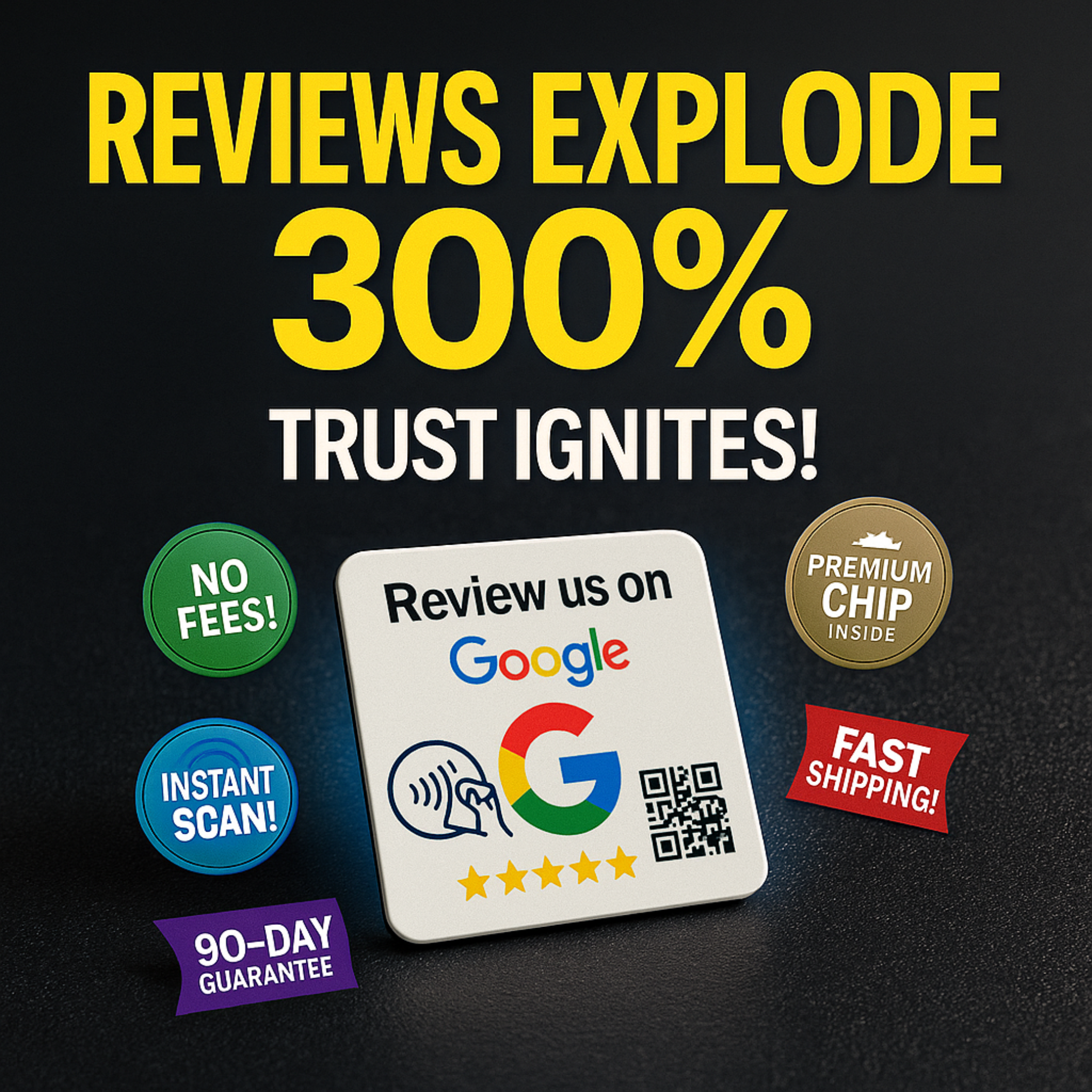 Mini Google Review Link Sticker Plate – NFC + QR Tap-to-Review
