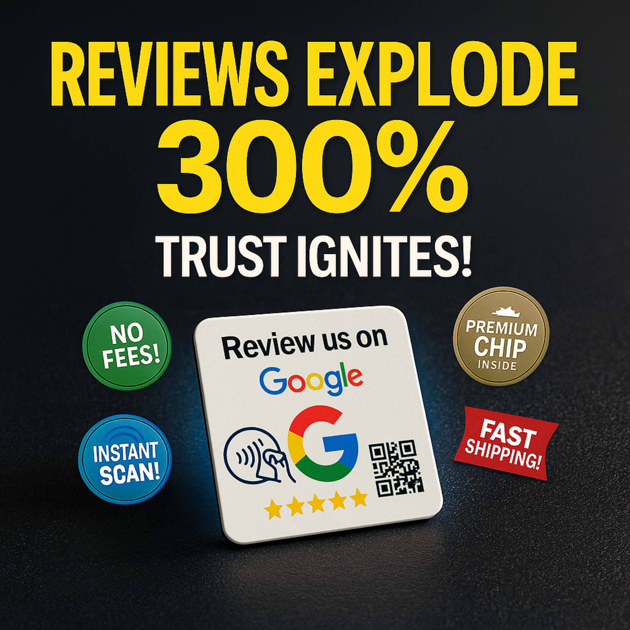 Mini Google Review Link Sticker Plate – NFC + QR Tap-to-Review