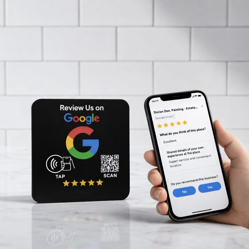 TAPro-Google-Review-Sign-NFC-QR-Display-Black