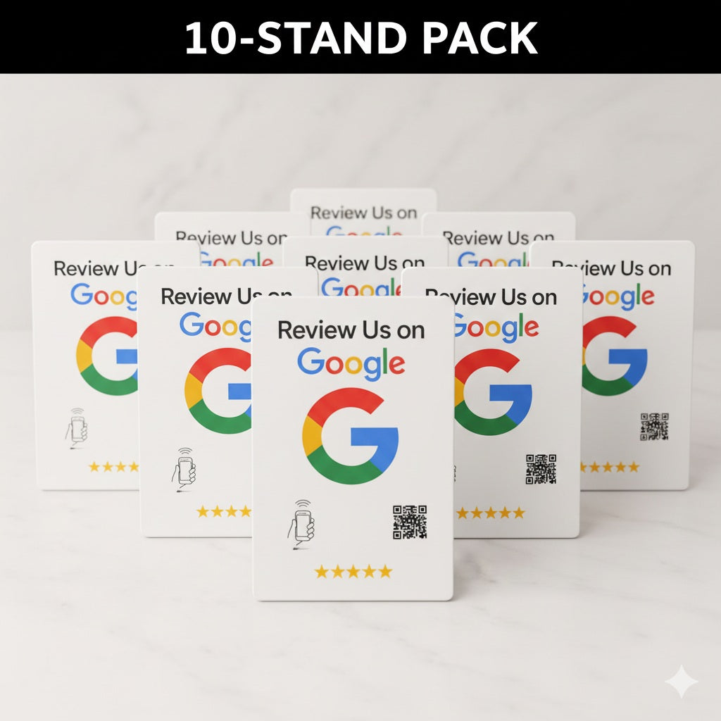 Google Review Stand – NFC & QR Code, NTAG215 Chip, Tap to Collect 5-Star Reviews Instantly, Countertop Display | TAPro - Imag