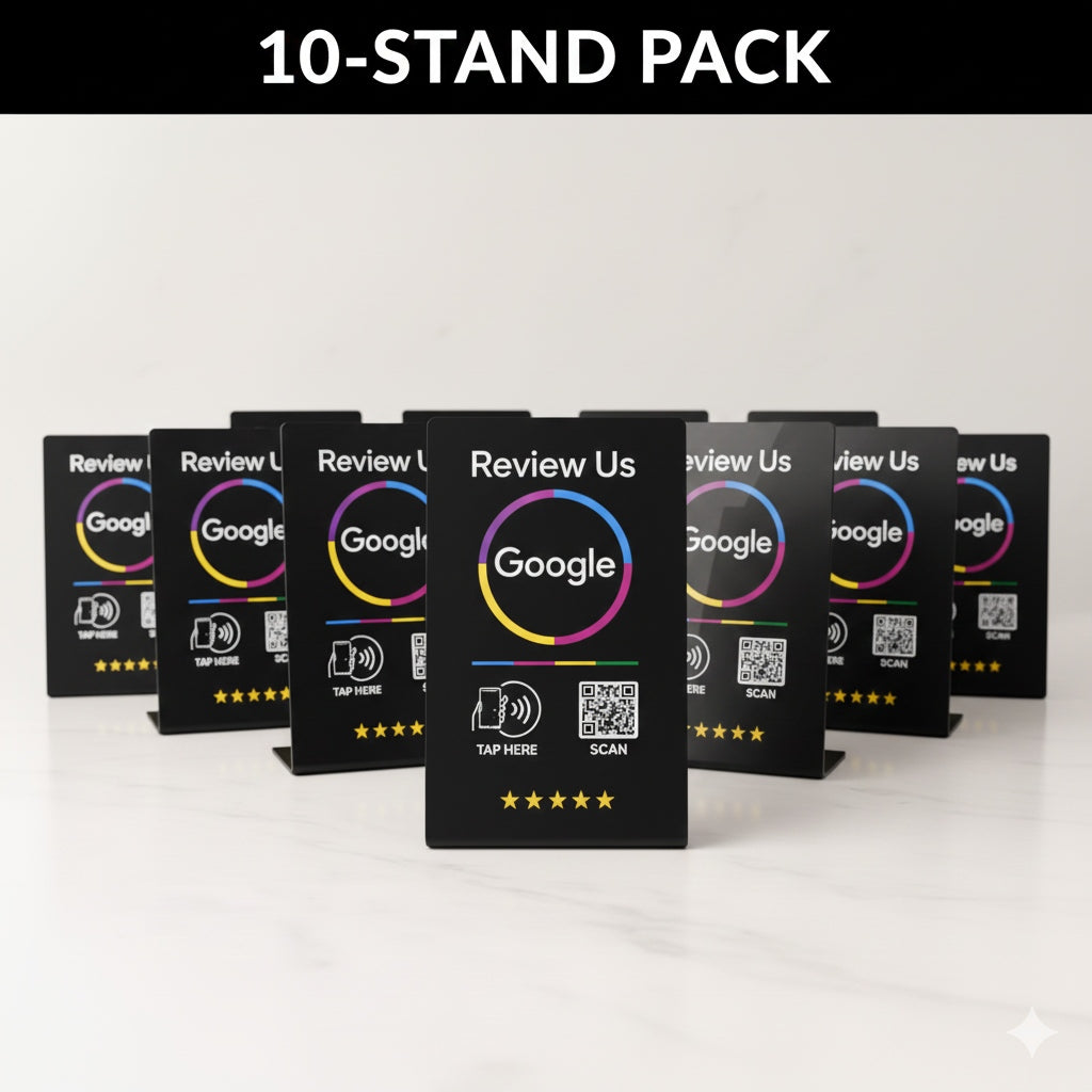 Google Review Stand – NFC & QR Code, NTAG215 Chip, Tap to Collect 5-Star Reviews Instantly, Countertop Display | TAPro - Imag