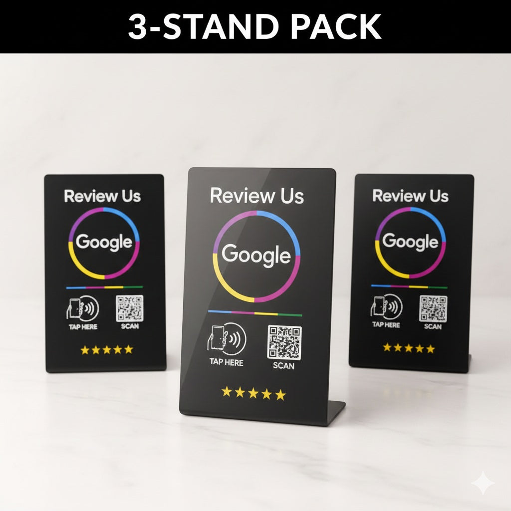 Google Review Stand – NFC & QR Code, NTAG215 Chip, Tap to Collect 5-Star Reviews Instantly, Countertop Display | TAPro - Imag