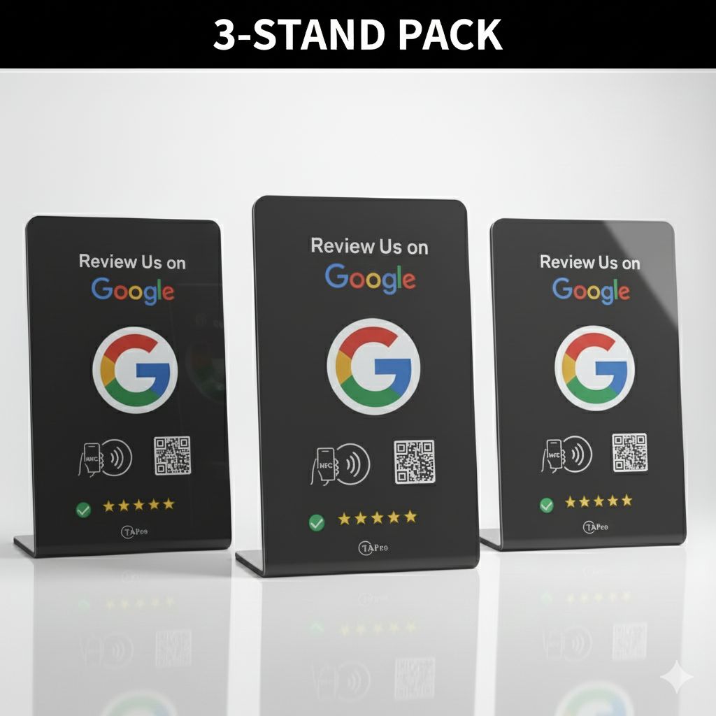 Google Review Stand – NFC & QR Code, NTAG215 Chip, Tap to Collect 5-Star Reviews Instantly, Countertop Display | TAPro - Imag