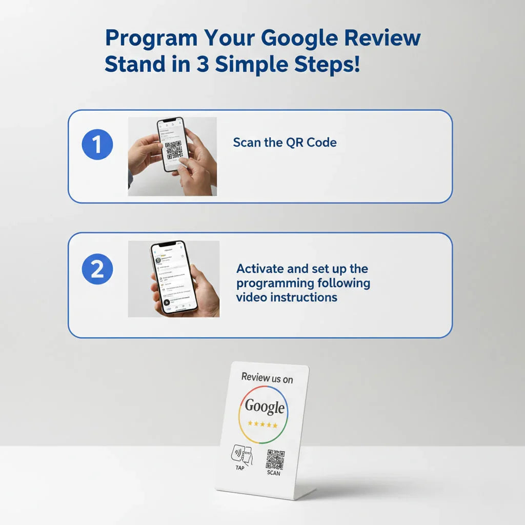 NFC Google Review Stand with QR Code for Easy Customer Feedback Setup