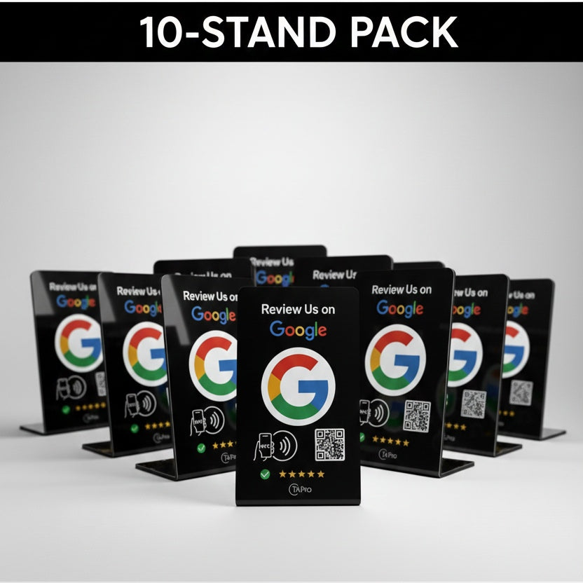 Google Review Stand – NFC & QR Code, NTAG215 Chip, Tap to Collect 5-Star Reviews Instantly, Countertop Display | TAPro - Imag