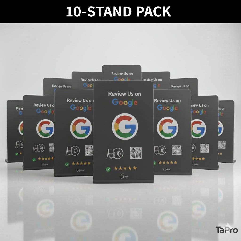 Google Review Stand – NFC & QR Code, NTAG215 Chip, Tap to Collect 5-Star Reviews Instantly, Countertop Display | TAPro - Imag