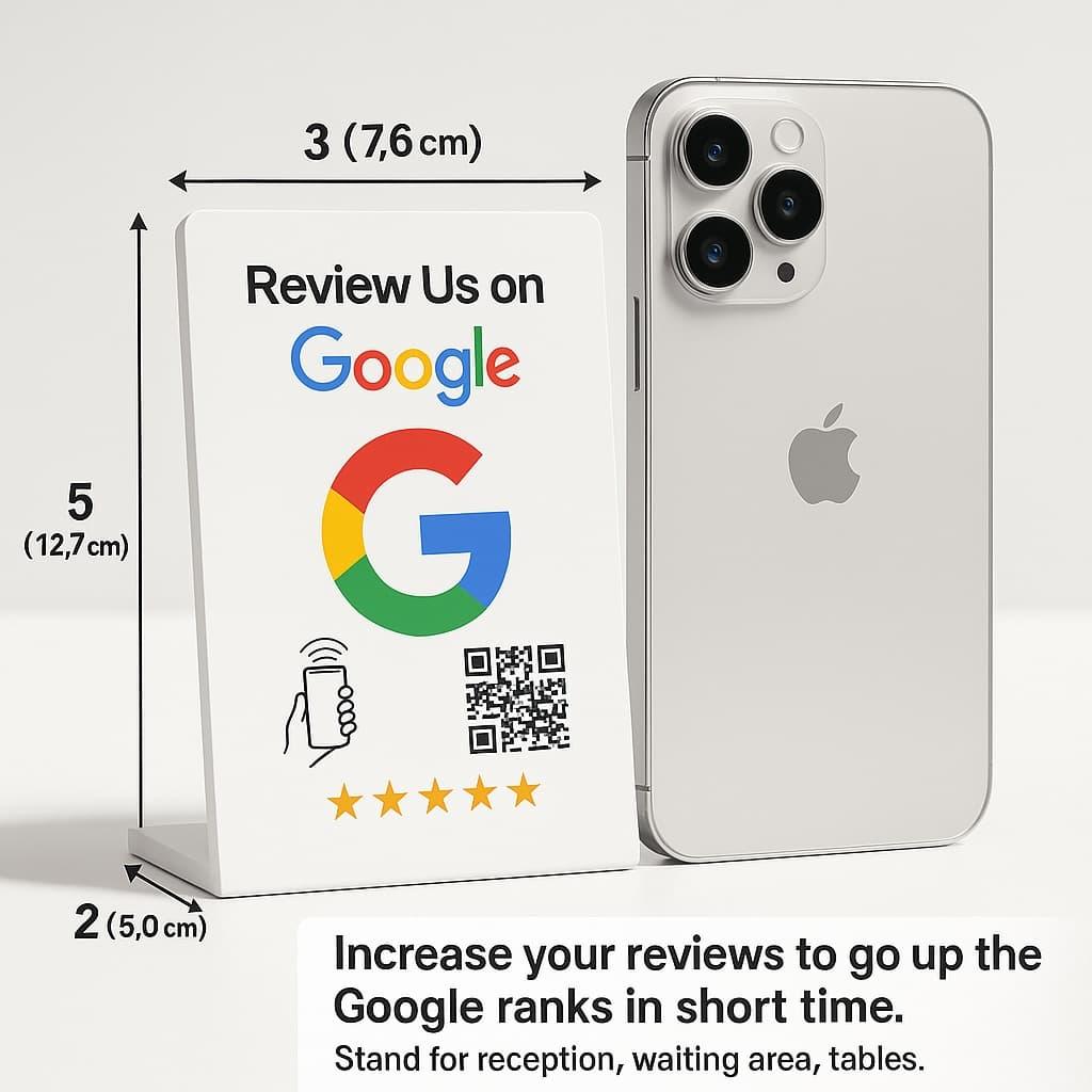 NFC Google Review Card with QR Code & 5-Star Rating for Customer Feedback Collection