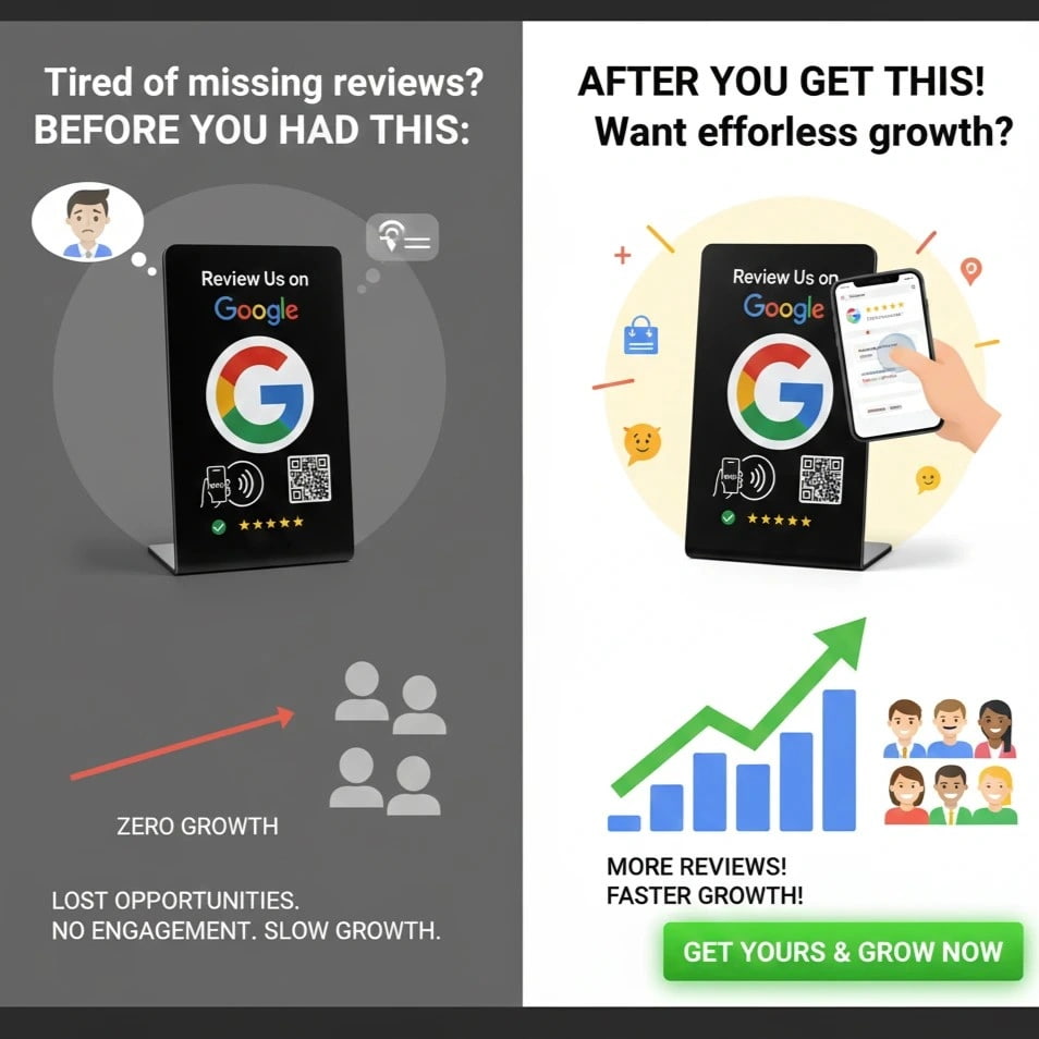 contactless review stand bundle 5 pack google review tap system