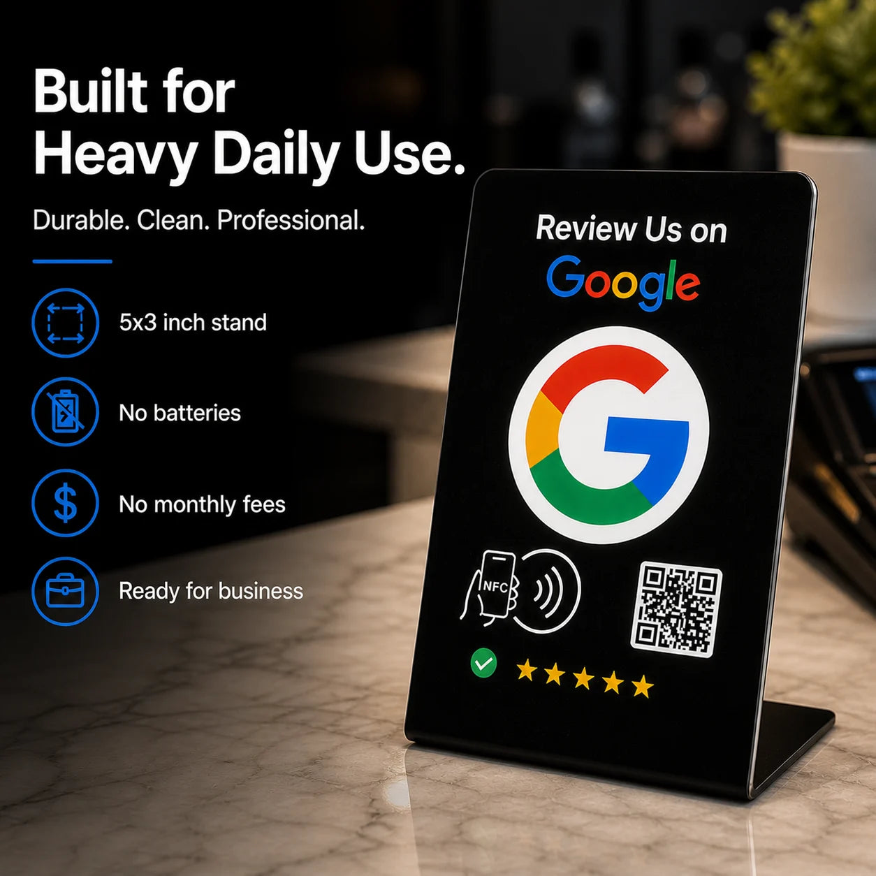 Google Review Stand - NFC & QR Code, Tap To Review System