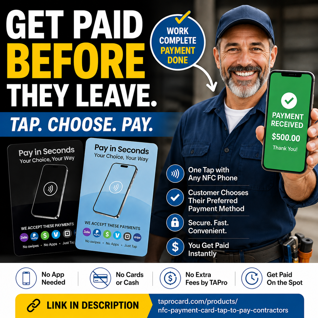 NFC Payment Card – Tap to Pay Link Card for Contractors & Businesses