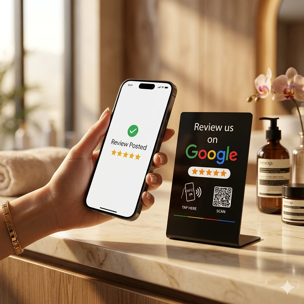 Google Review Stand NFC + QR Tap to Review Sign - Professional Pro Grade Business Signage, NTAG215 Google Review Stands by TAPro