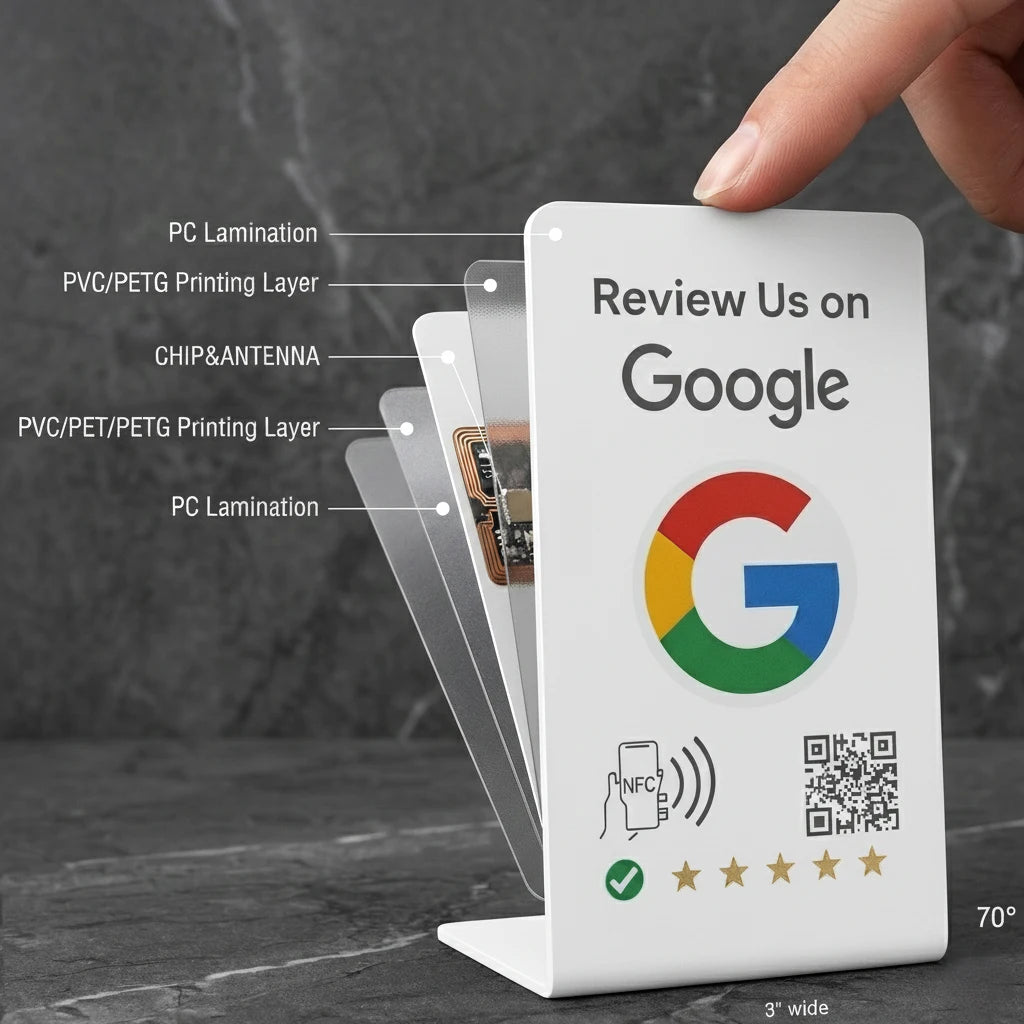Google Review Stand NFC + QR Tap to Review Sign - Professional Pro Grade Business Signage, NTAG215 Google Review Stands by TAPro